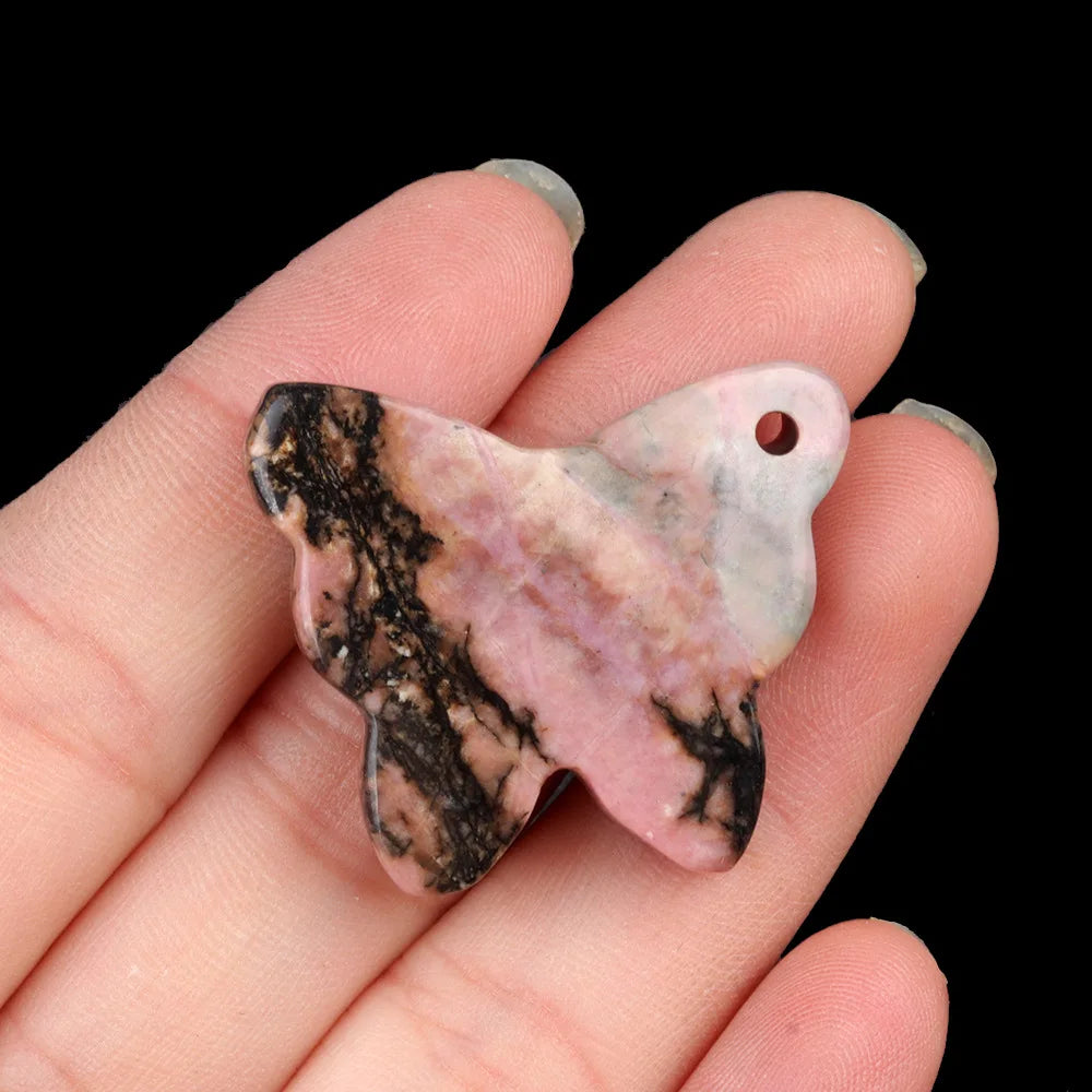 Natural Stone Agate Carved Butterfly Shape DIY Pendant Accessories Reiki Healing Crystals Gemstone Desktop Home Decor