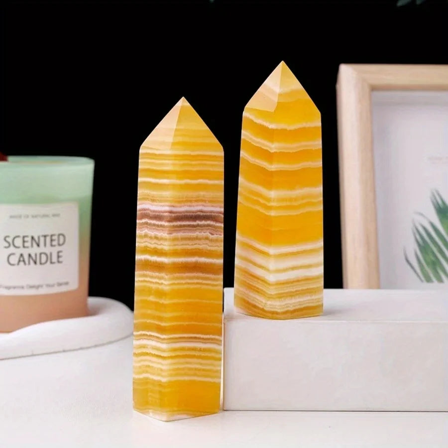 Yellow Calcite Tower, , Energy Crystal, For Home Decor, Office Bedroom House Decoration C491