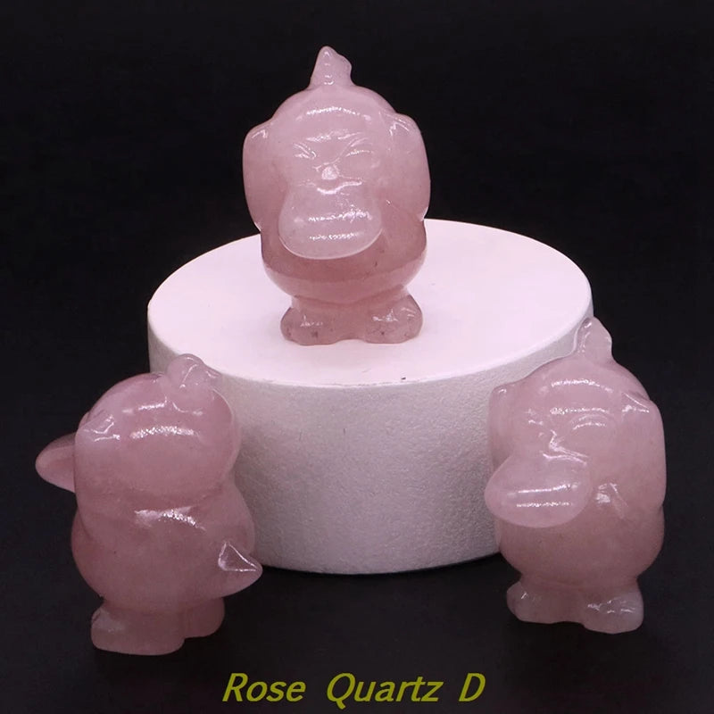 1.2" Natural Crystal Stone Squirrel Frog Seed Turtle Statue Cartoon Gemstone Carved Healing Home Room Decor Kids Holiday Gift