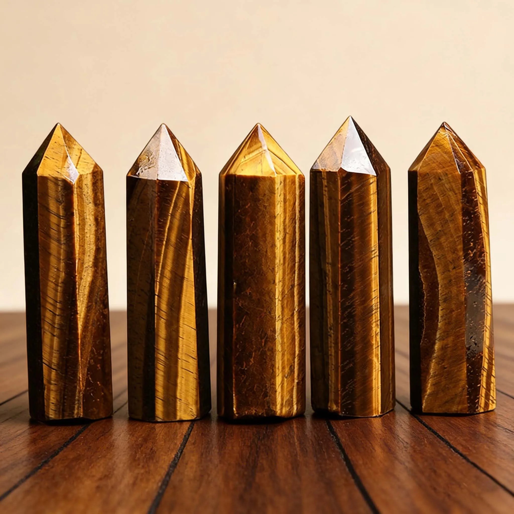 Cat's Eye Effect Natural Tiger's Eye Column - Silky Golden Luster Powerful Desktop Exquisite Ornament