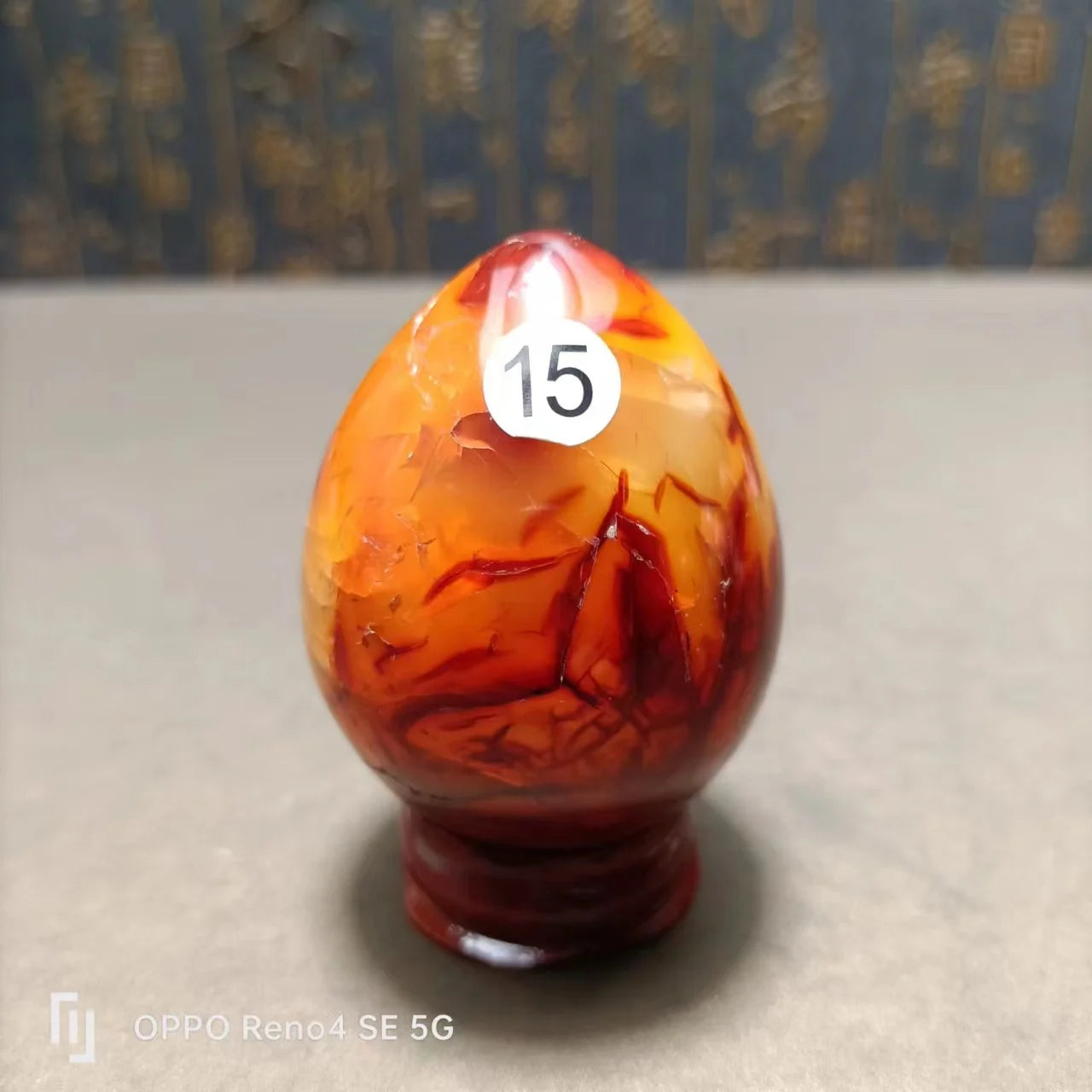 Natural Red Agate Crystal Egg — Polished Quartz Stone, Spiritual Home Decor & Ornament