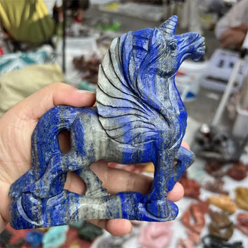 Natural Lapis Lazuli Unicorn Carving Statue Reiki Figurine Gemstone Animals Chakra Healing Product Gift 1pcs