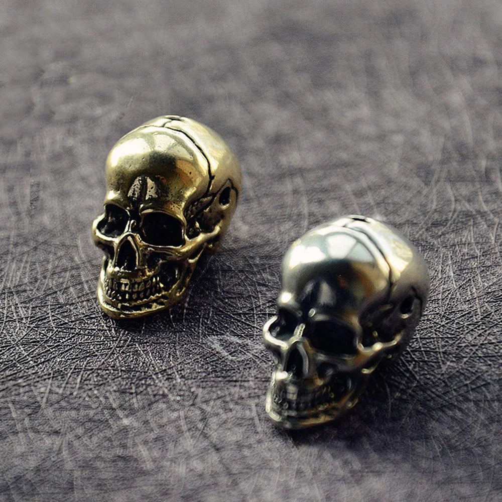 Brass Skull Retro Style Skull Statue with Holes DIY Accessory Decoration
