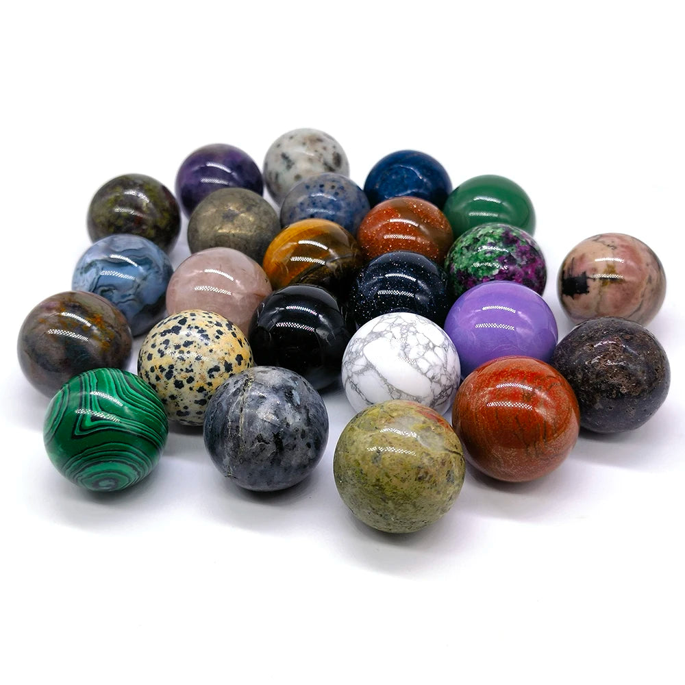 30mm Natural Crystal Ball Polished Globe Amethyst Lazuli Quartz Reiki feng shui Sphere Massaging Balls Collectibles Home Decor