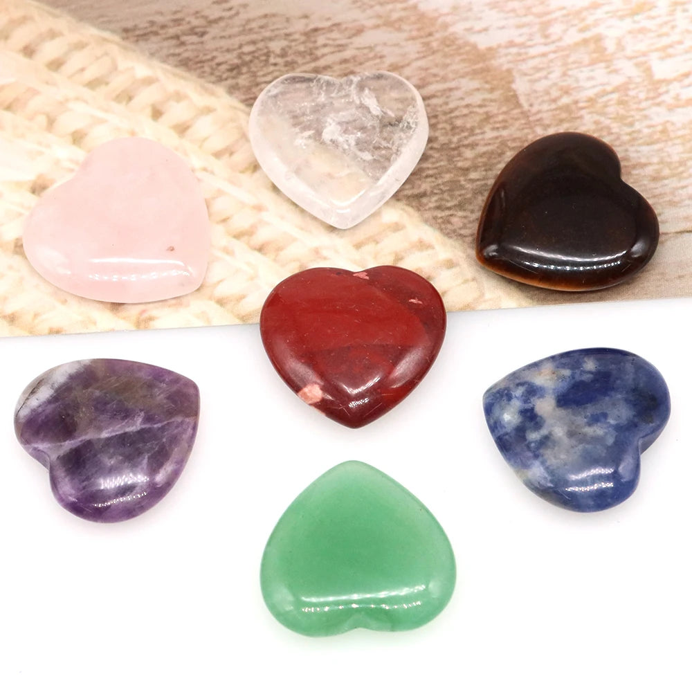 20mm Heart Shape love Natural Crystal Amethyst Rose Quartz Mineral Healing Gemstone Chakra Stone Home Decoration Valentine Gift