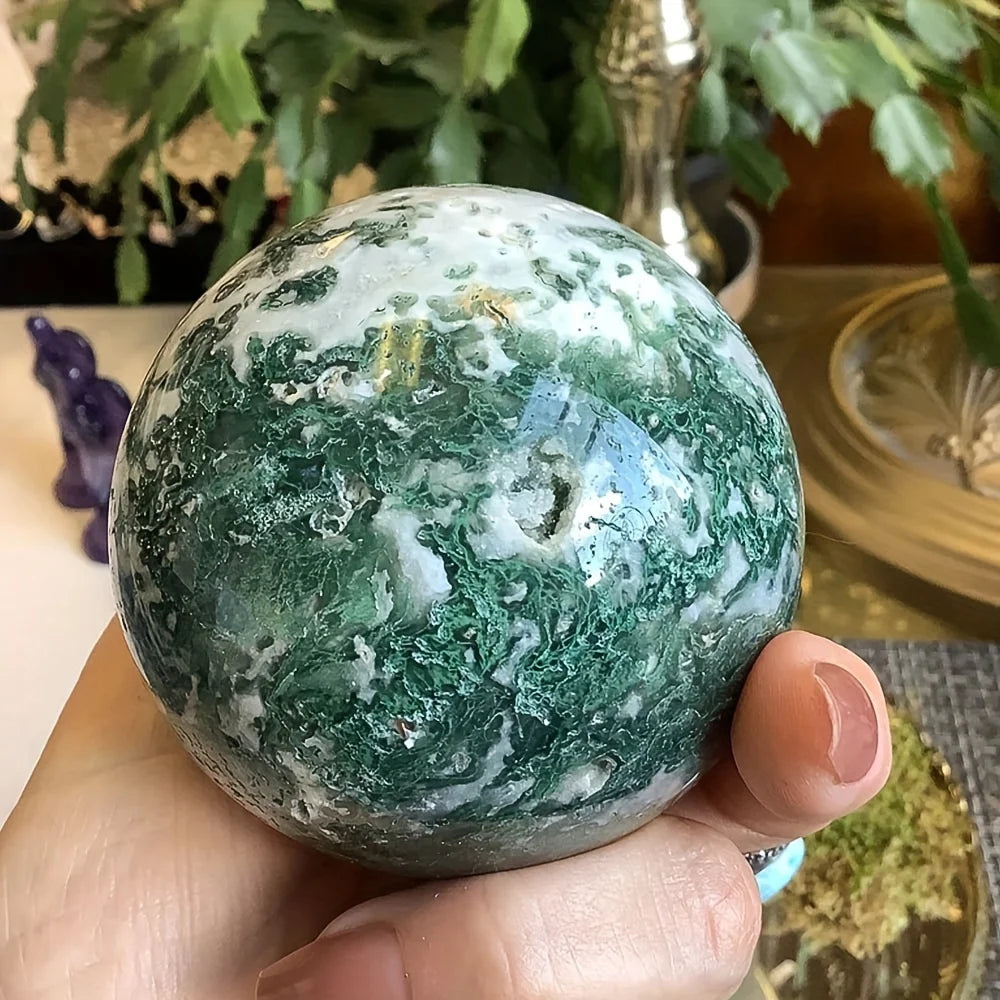 Bohemian-style natural seaweed agate ball - a high-end crystal ball, a unique gift recommendation.