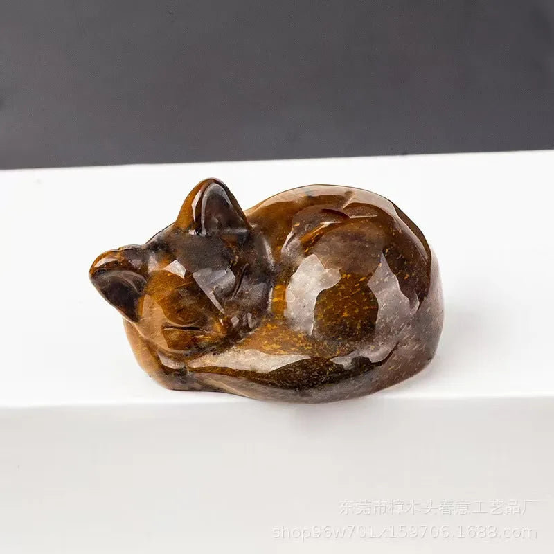 Natural crystal carved cat, a perfect choice for home decoration as a crystal gift ornament, a great option for healing crystals