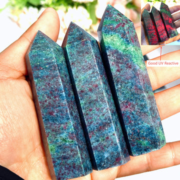 1pc UV Reactive Red & Blue Kyanite Obelisk Tower - Handcrafted Elegant Stone Wand,Highquality, Decor, Holiday Shoppers