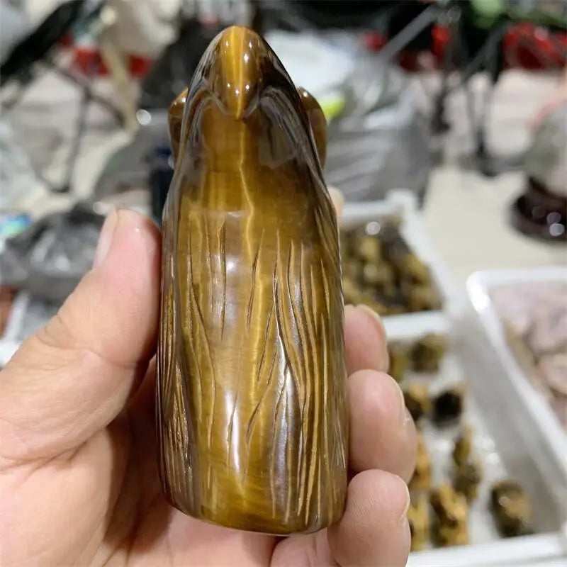 Natural Tiger Eye Stone Eagle Stone Head Carving Reiki Faith Handicraft Ornaments Healing Home Decoration Gift 1PCS