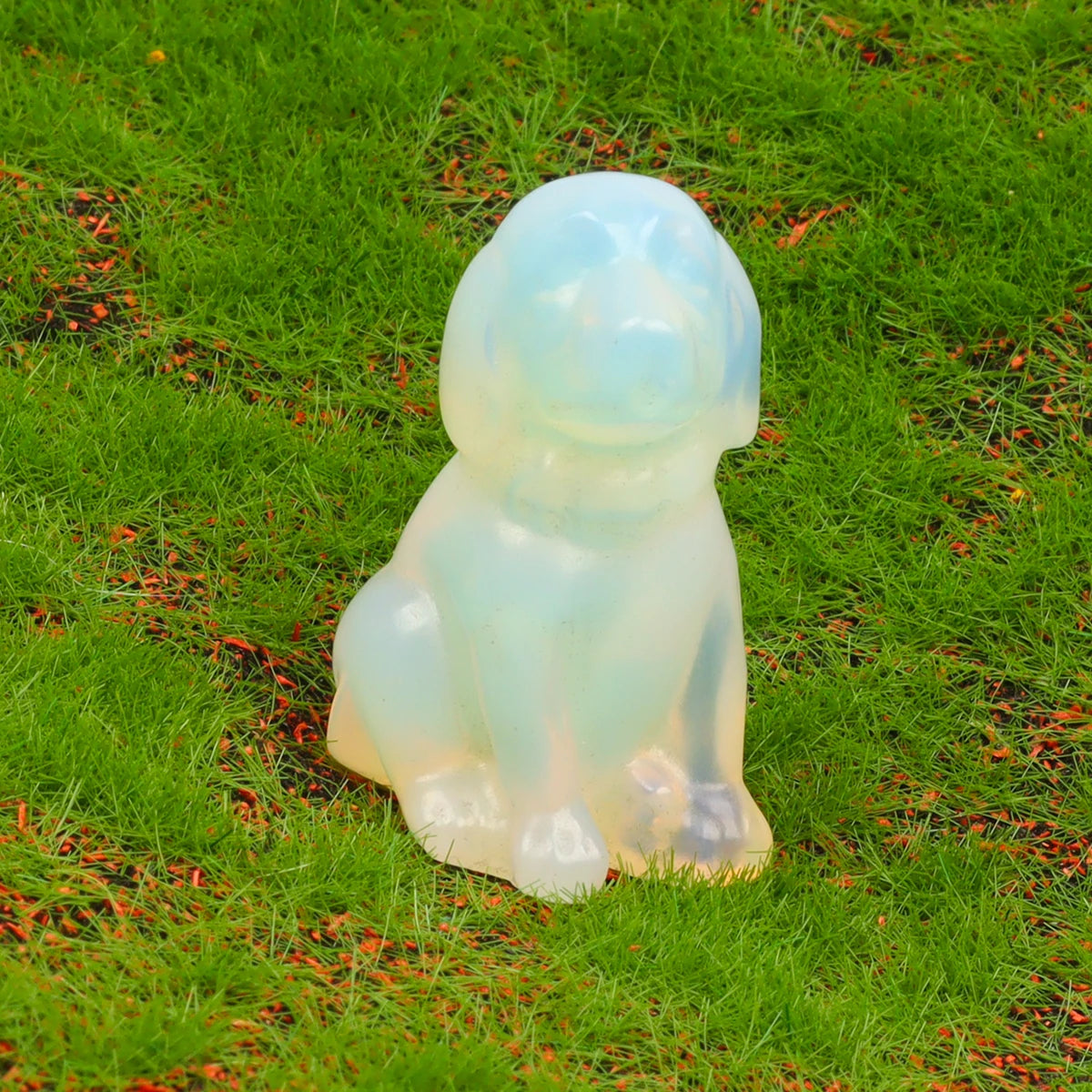 Black Obsidian Dog Figurine, Natural Stone, Hand Carved Jade Mini Puppy, Crystal Craft, Chakra, Home Decor, 1.5"