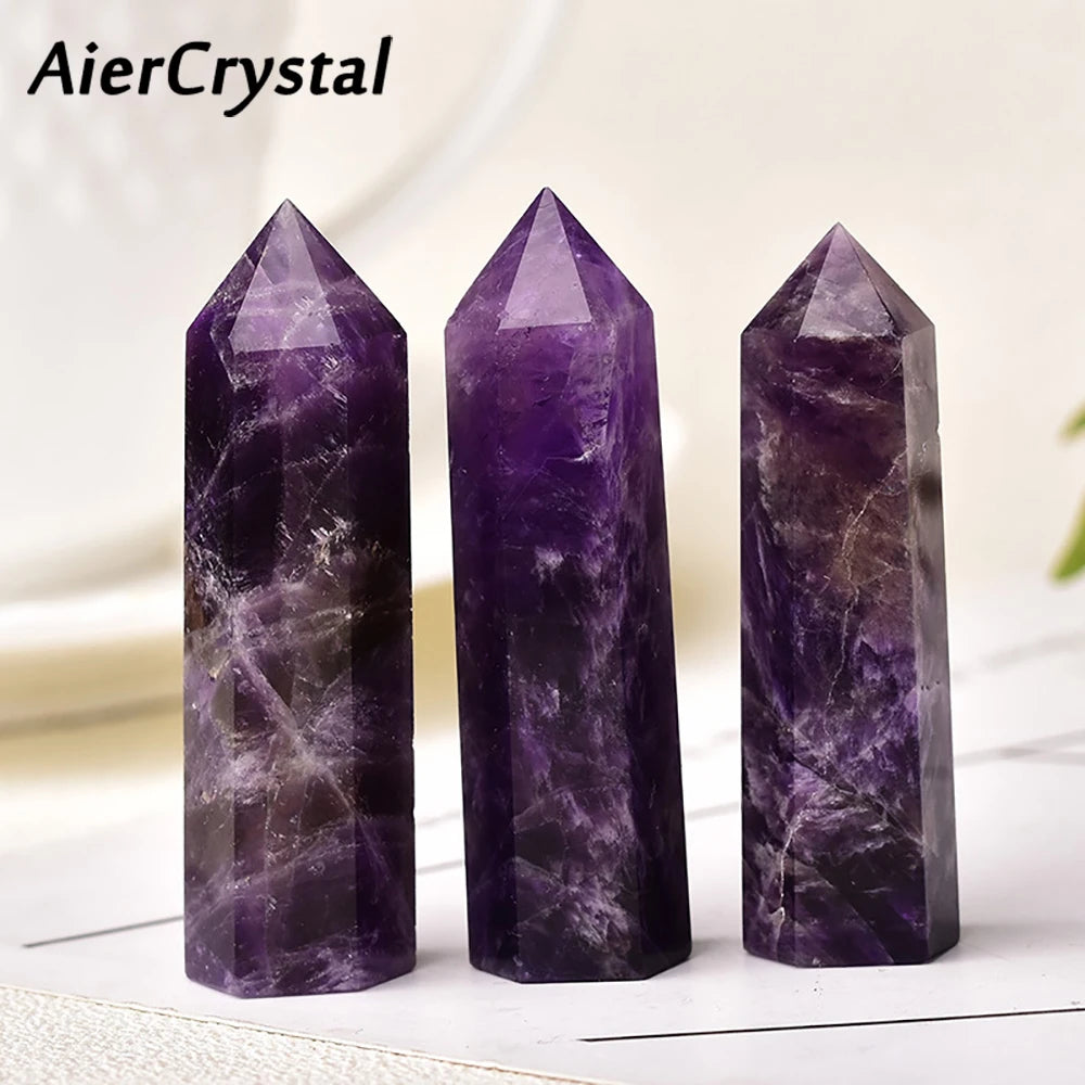 5.91 Inch Natural Amethyst Pillar Mineral Specimen for Collection Display Crystal Healing Stone Spiritual Growth Desktop Decor