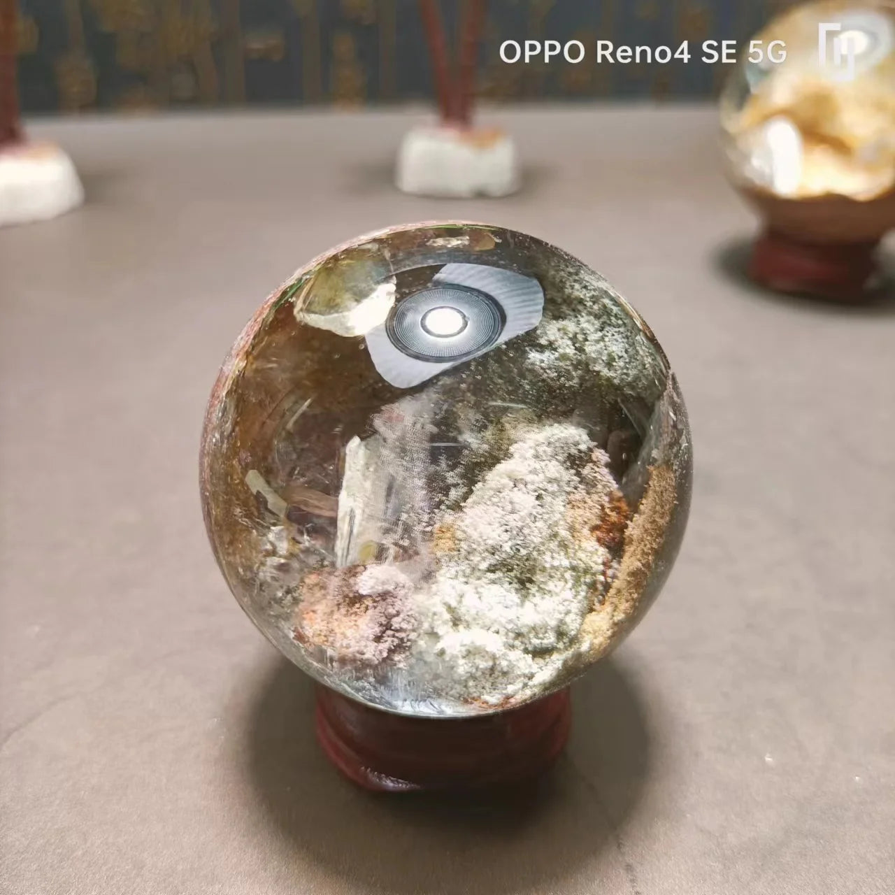 Natural Green Phantom Garden Quartz Crystal Ball — Brazilian Chakra Healing Sphere