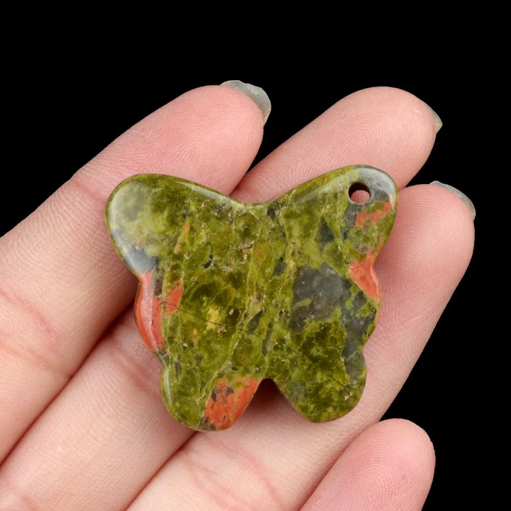 Natural Stone Agate Carved Butterfly Shape DIY Pendant Accessories Reiki Healing Crystals Gemstone Desktop Home Decor