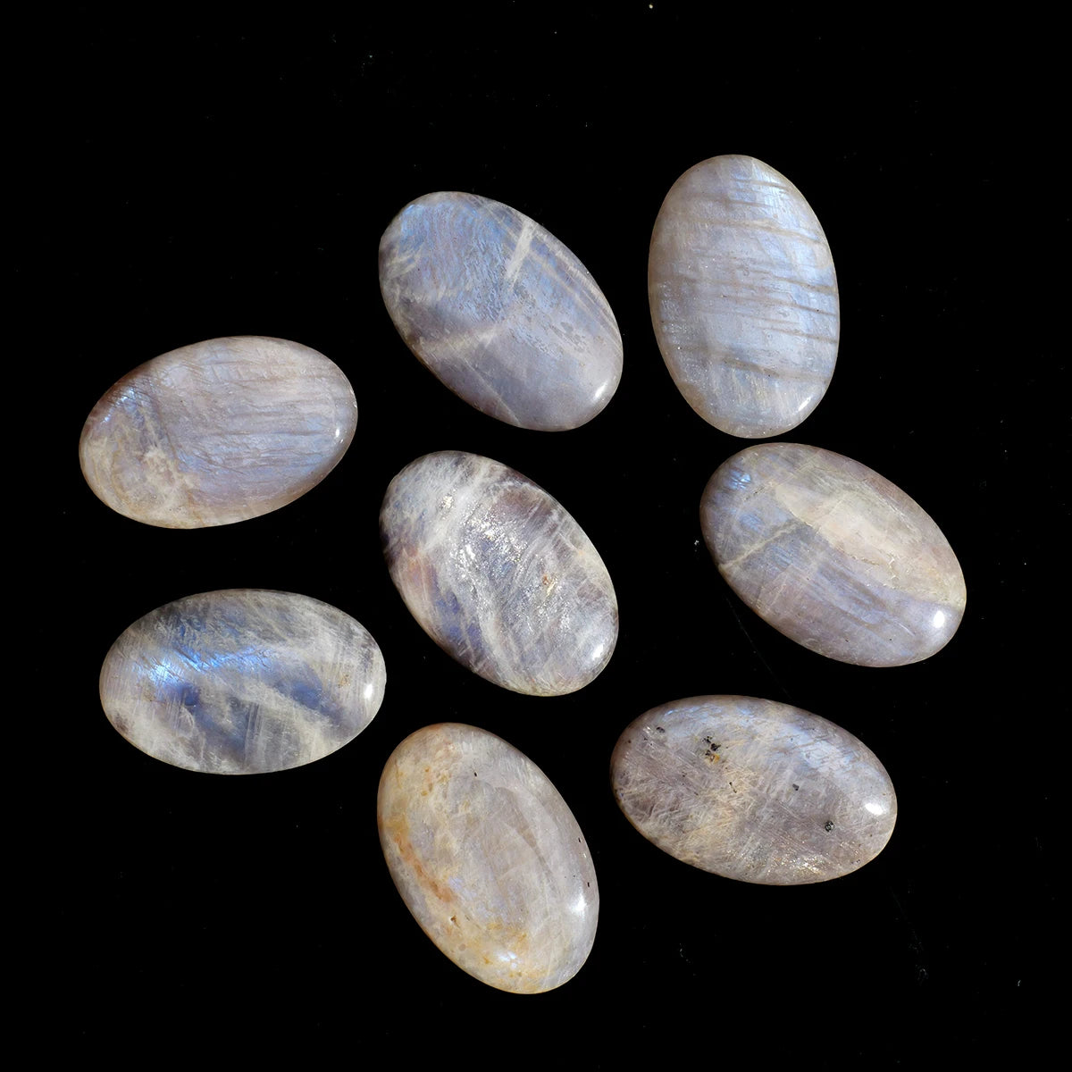 1PC Natural Blue Moonstone Crystal Palm Stone for Mind Healing Finger Massage Energy Healing Feng Shui Yoga Home Decor