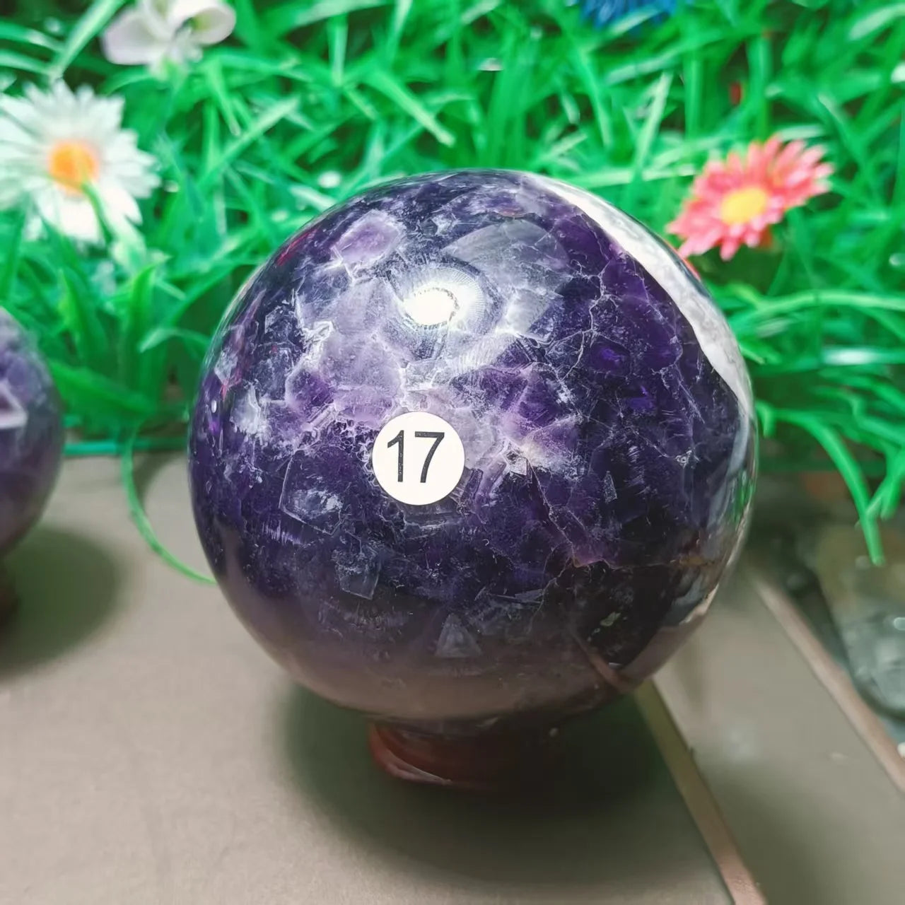 Natural Dream Amethyst Crystal Ball — Chevron Amethyst Reiki Healing Sphere