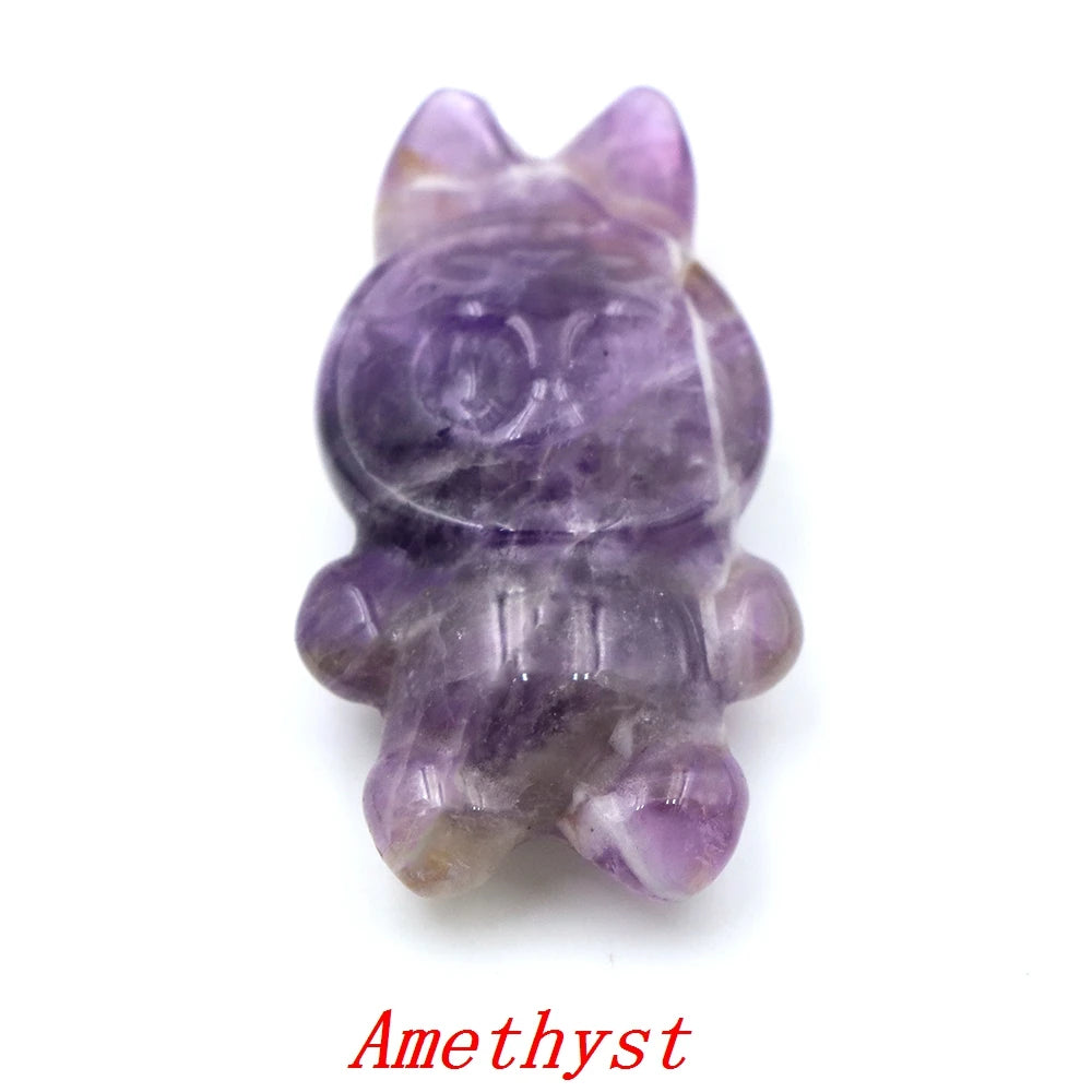 Natural Stone Carving Cartoon Elf DIY Fashion Jewelry Accessories Healing Crystal Gemstone Animals Figurine Supplies Wholesale