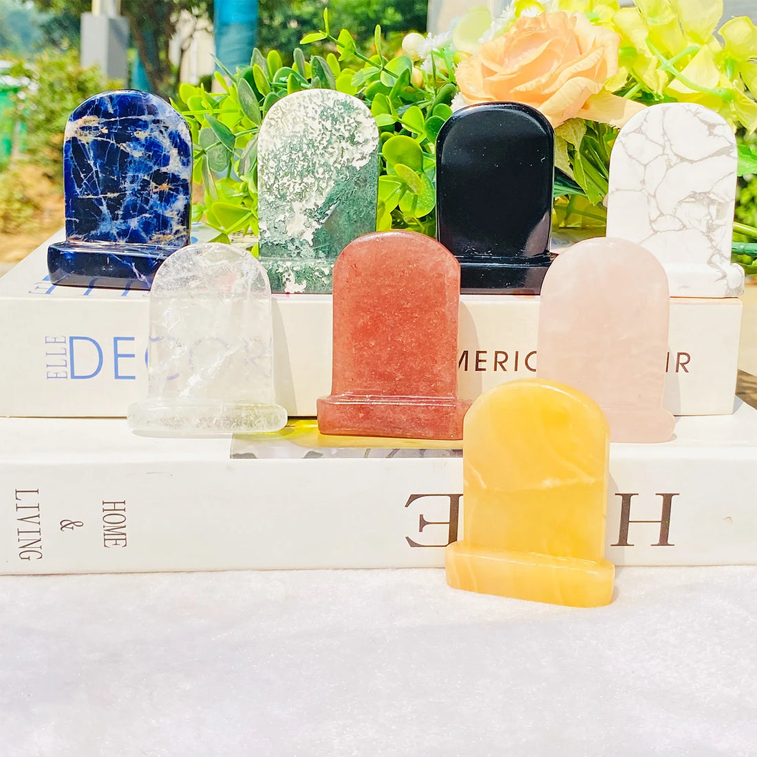 1pc Natural Crystal Tombstone Carving, Perfect Halloween Party Decoration, Ornaments DIY Accessories, Crystal Reiki Handmade Cra