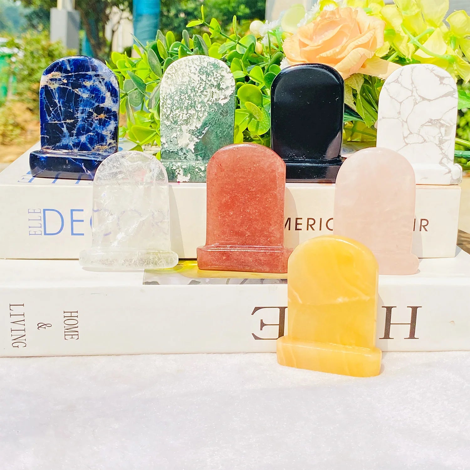 1pc Natural Crystal Tombstone Carving, Perfect Halloween Party Decoration, Ornaments DIY Accessories, Crystal Reiki Handmade Cra