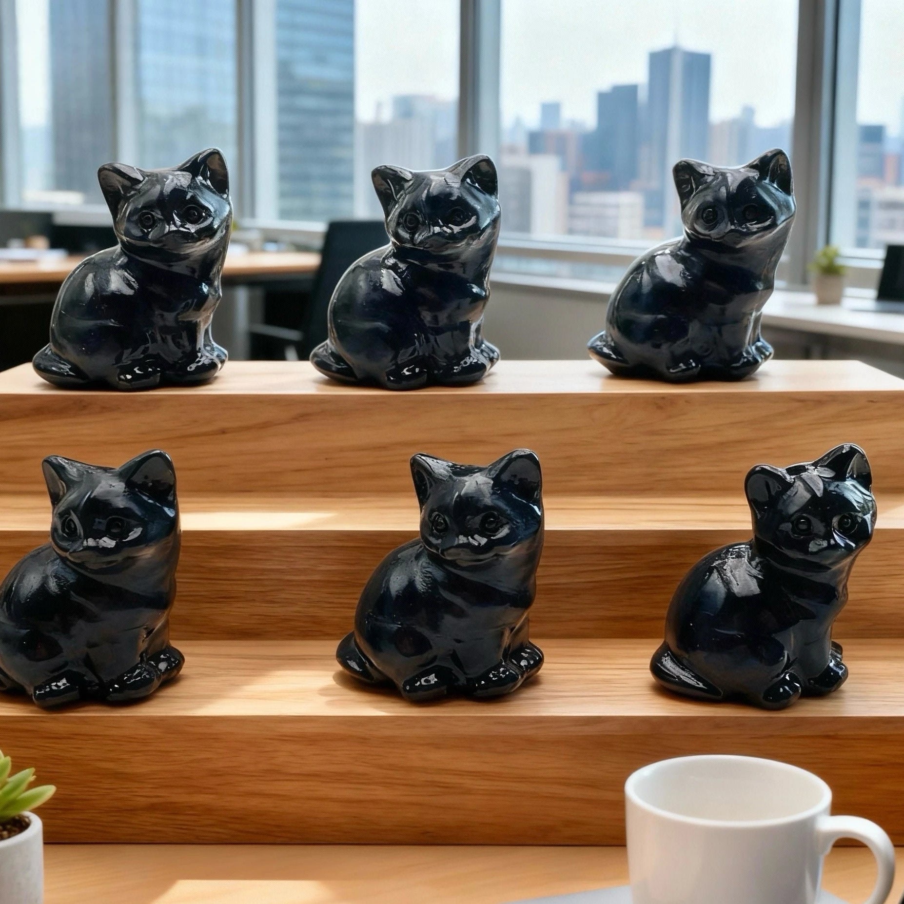 1PC Obsidian Cat Carving,Ideal for Christmas Day,Easter,Halloween,Graduation Gift,Home Decor,Festival Decoration