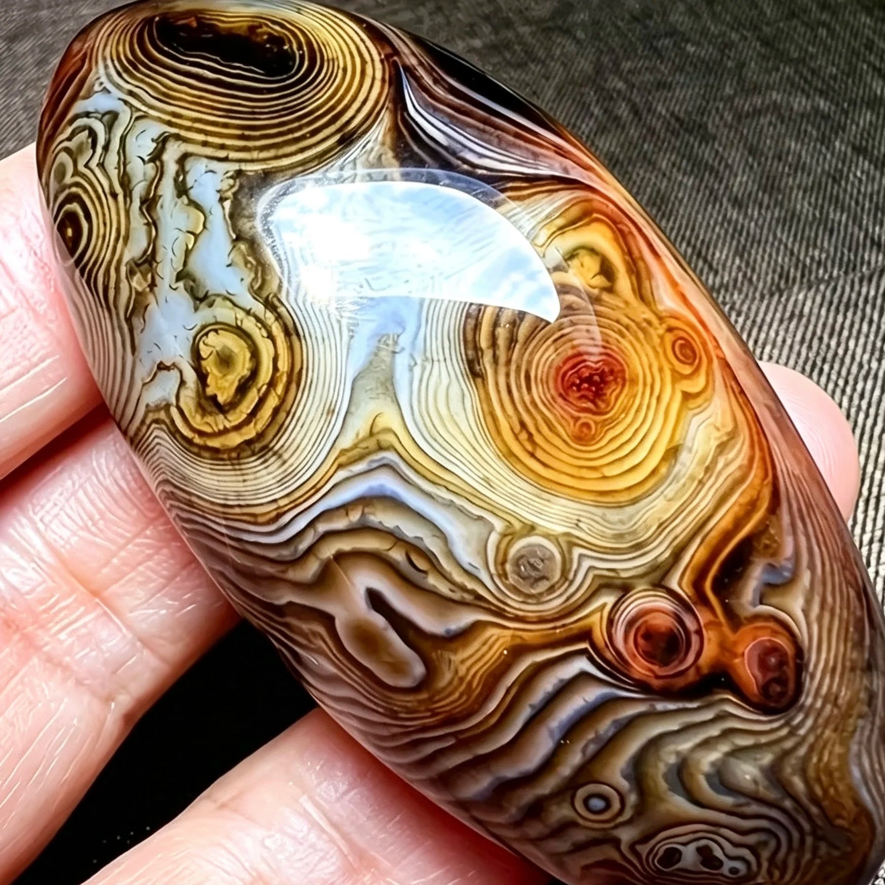 1pc Natural Colorful Silk Agate Sardonyx Palm, Hand-shaped Piece Quartz, Banded Healing Crystal, Gift For Friends, Reiki Home De