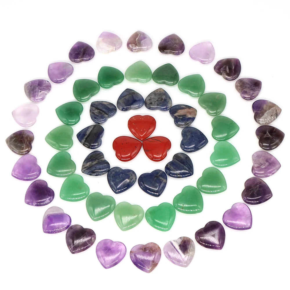 20mm Heart Shape love Natural Crystal Amethyst Rose Quartz Mineral Healing Gemstone Chakra Stone Home Decoration Valentine Gift