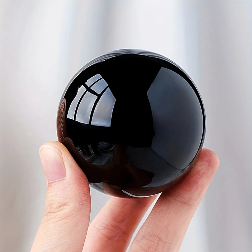 Natural Black Obsidian Sphere Healing Crystal Magic Ball Reiki Stones feng shui Sphere Collectibles Home Decor Without Base