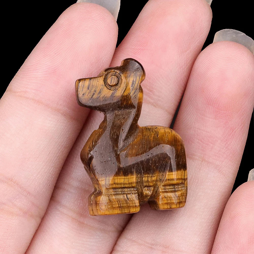 1inch Natural Stone Carved Deer Handcarved Animal Statue Healing Crystals Figurine Amethyst Red Jasper Gemstone Fawn Home Decor
