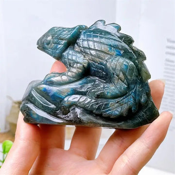 Natural Labradorite Lizard Carved Statue Room Ornament Healing Crystal Reiki Animal Figurine Gemstone Home Decor 1pcs