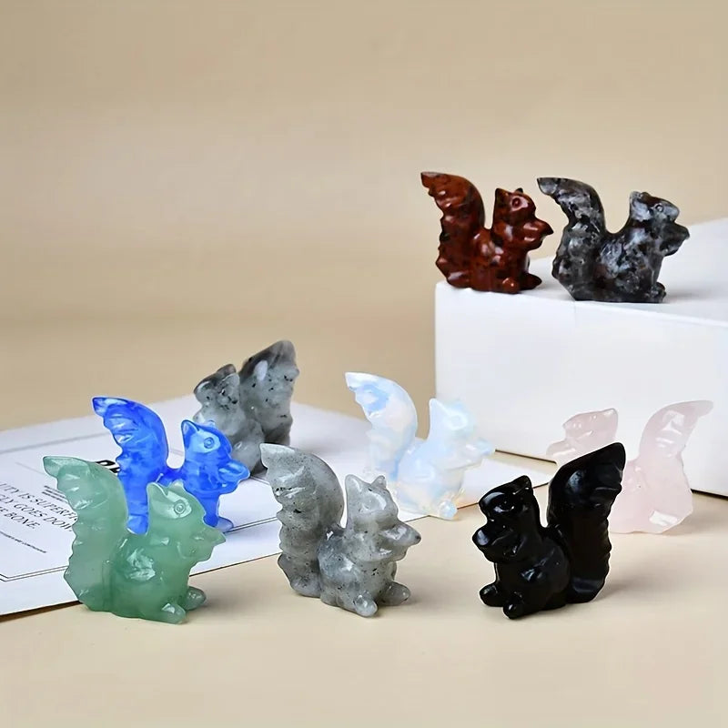 Artificial Crystal Carved Squirrel, Perfect Crystal Gift, Made Of Bare Stone Jewelry, Unique Home Decoration Meditation Stone