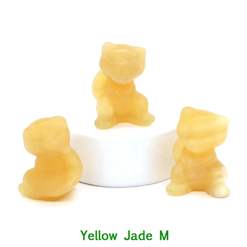 1.2" Natural Crystal Stone Squirrel Frog Seed Turtle Statue Cartoon Gemstone Carved Healing Home Room Decor Kids Holiday Gift