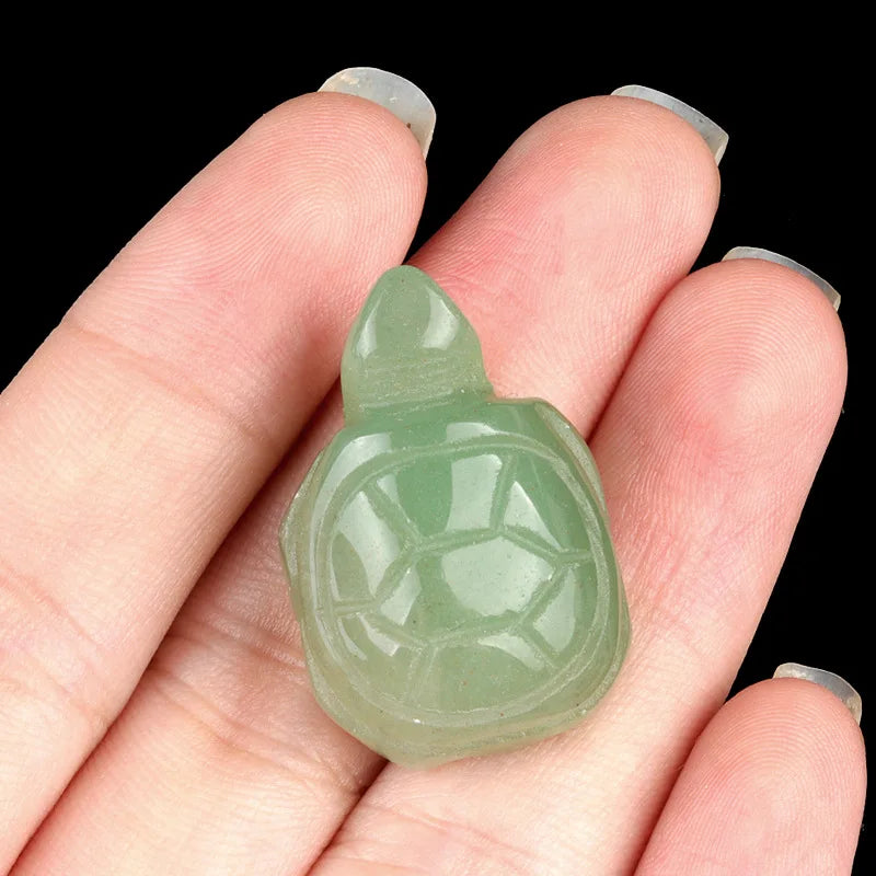 Mini Tortoise Crystal Stone Ornaments Carving Rose Quartz Aventurine Healing Energy Stone Home Decoracion Daily 18x27mm 1PC