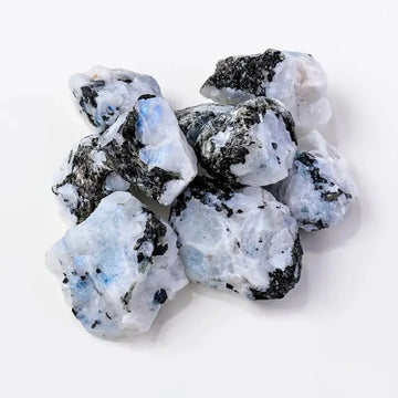 40g/120g/240g Natural Rainbow Moonstone Rough Stone Mineral, Black and White Stone, Fish Tank Garden Bonsai Home Decoration Gift
