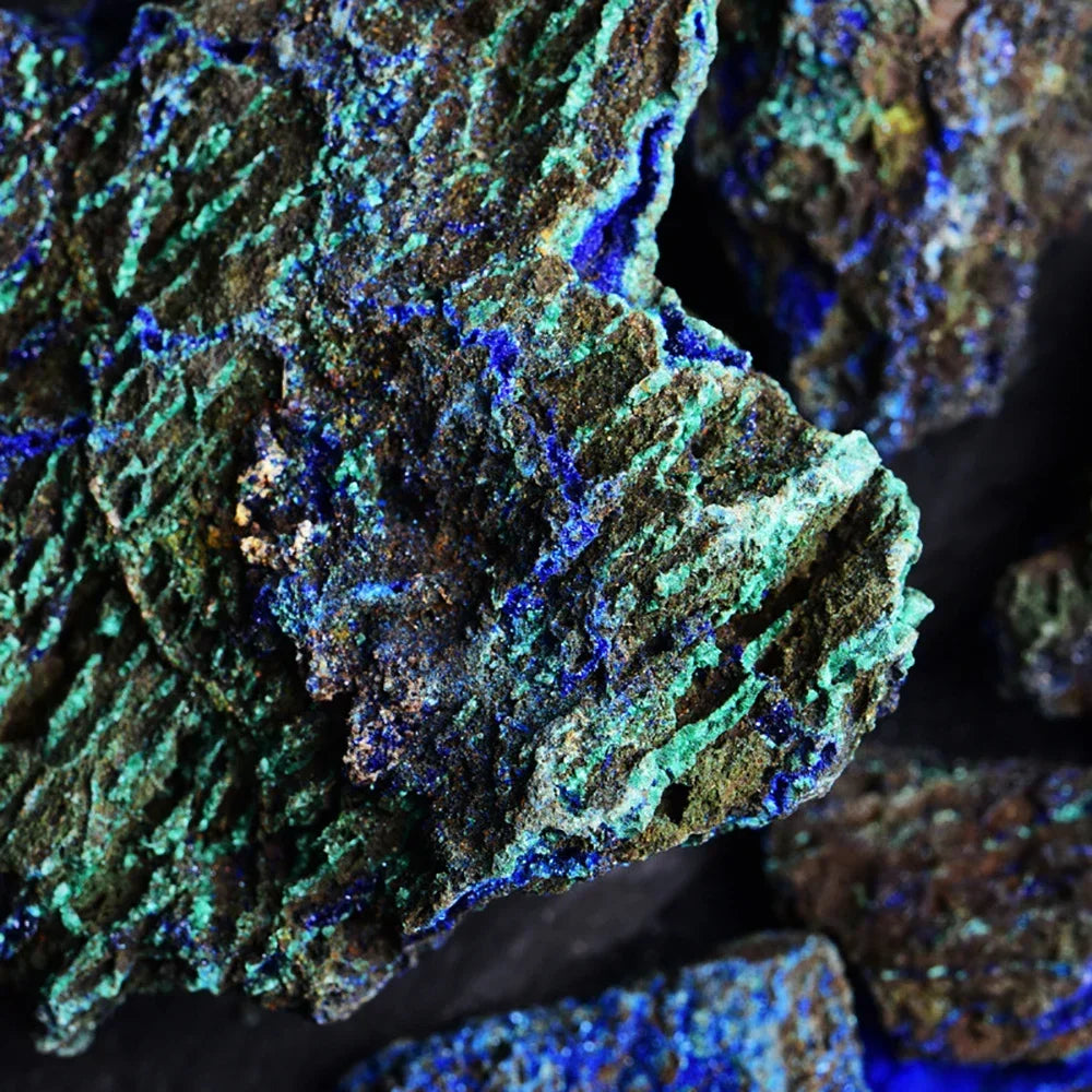 Natural Azurite Malachite Symbiotic Stone Geode Crystal Mineral Specimen Reiki Healing Stone Decoration Crafts Collectible