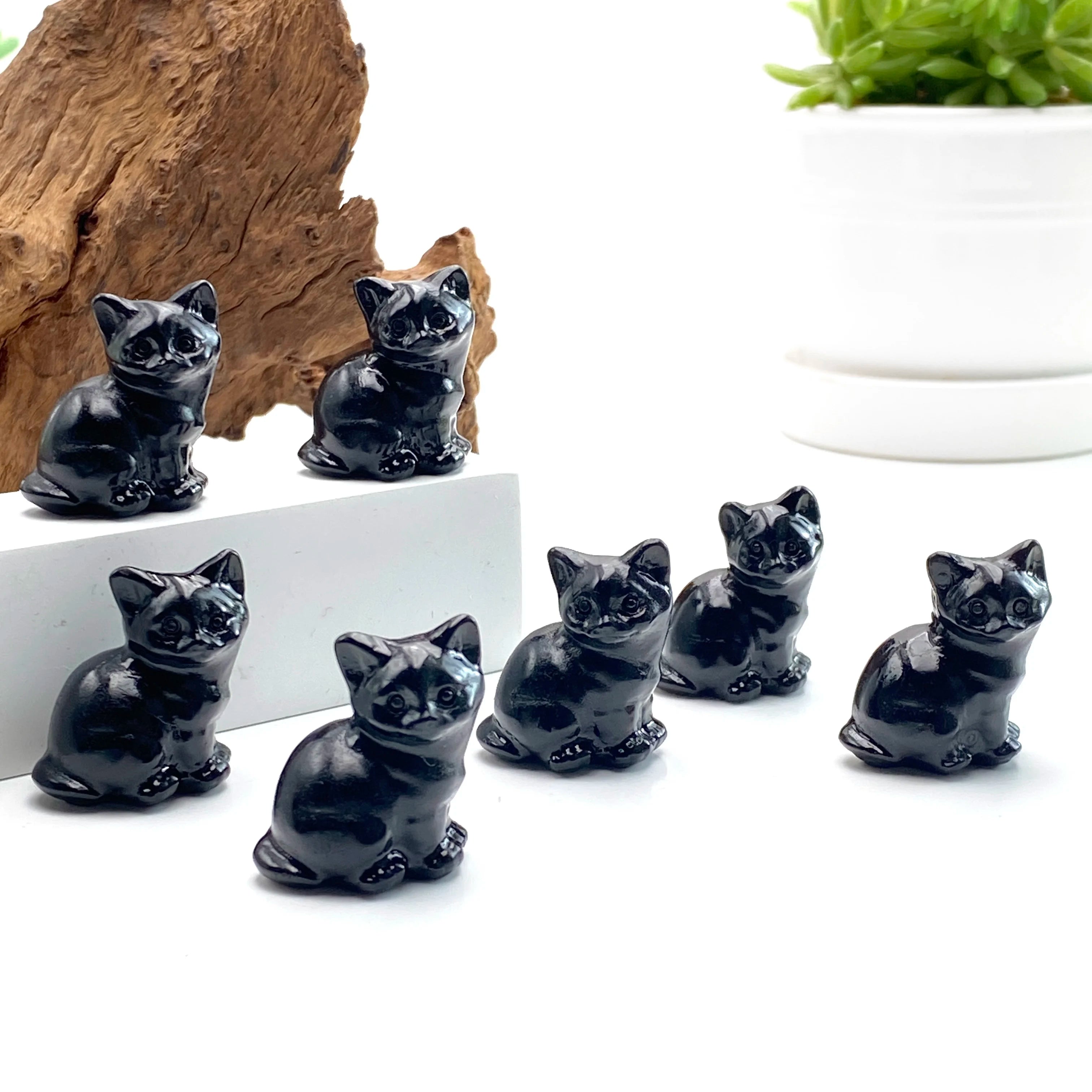1PC Obsidian Cat Carving,Ideal for Christmas Day,Easter,Halloween,Graduation Gift,Home Decor,Festival Decoration