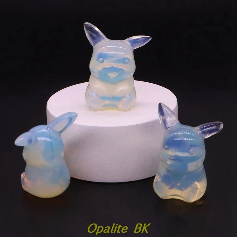 1.2" Natural Crystal Stone Squirrel Frog Seed Turtle Statue Cartoon Gemstone Carved Healing Home Room Decor Kids Holiday Gift