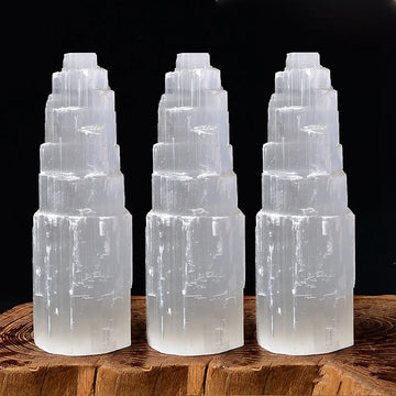 Genuine Natural White Selenite Gypsum Crystal Tower Skyscraper Castle Shaped Clear Mineral Craft Statue Authentic Moroccan Sourc
