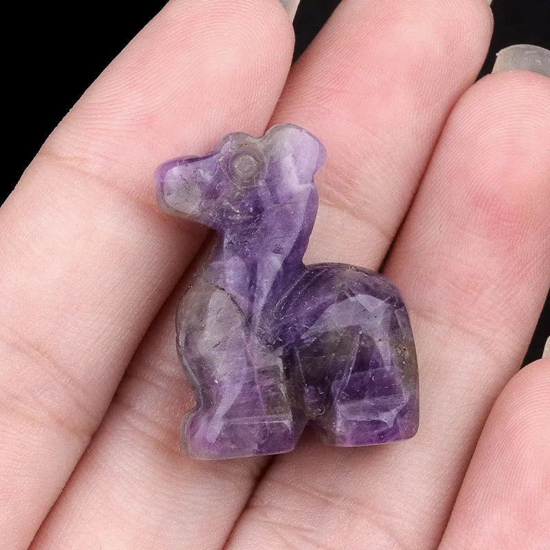 1inch Natural Stone Carved Deer Handcarved Animal Statue Healing Crystals Figurine Amethyst Red Jasper Gemstone Fawn Home Decor