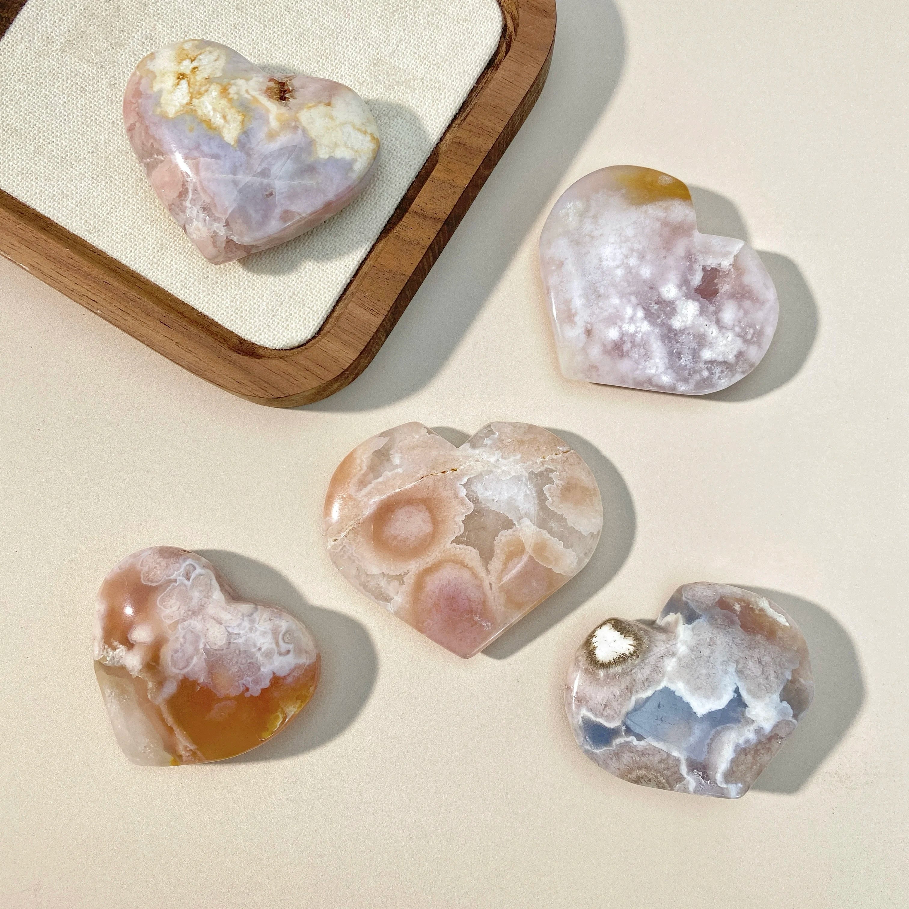 Random 1PC Natural Crystal, Purple Pink Cherry Blossom Agate Carving Love, Gemstone Jewelry, Healing crystal, Birthday gift