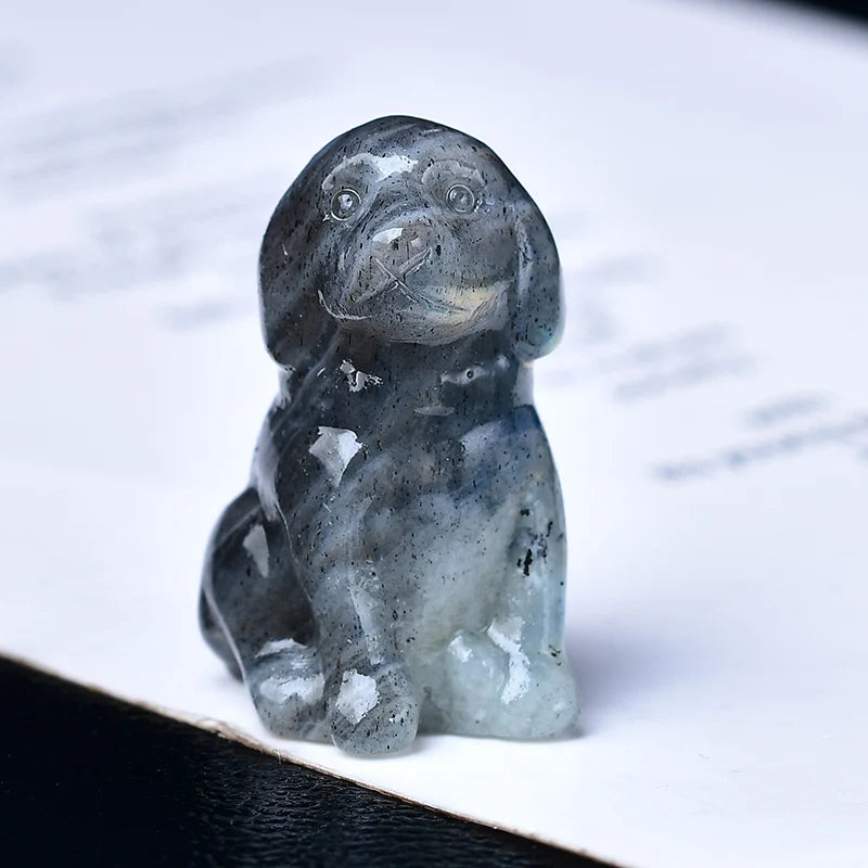 Natural crystal carved dog, a perfect choice for home decoration as a crystal gift ornament, a great option for healing crystals