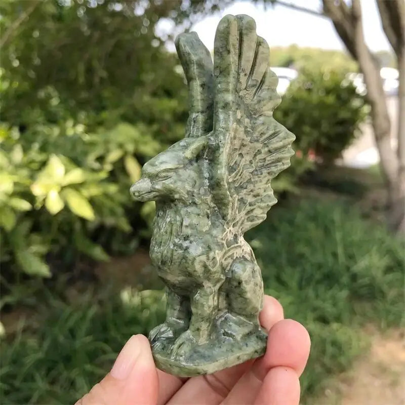 Natural Crystal Quartz Griffin Carving Polished Animal Powerful Statue For Home Decoration Gift 1PCS