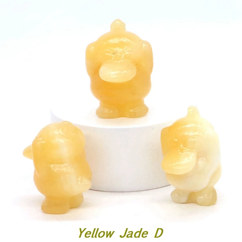 1.2" Natural Crystal Stone Squirrel Frog Seed Turtle Statue Cartoon Gemstone Carved Healing Home Room Decor Kids Holiday Gift