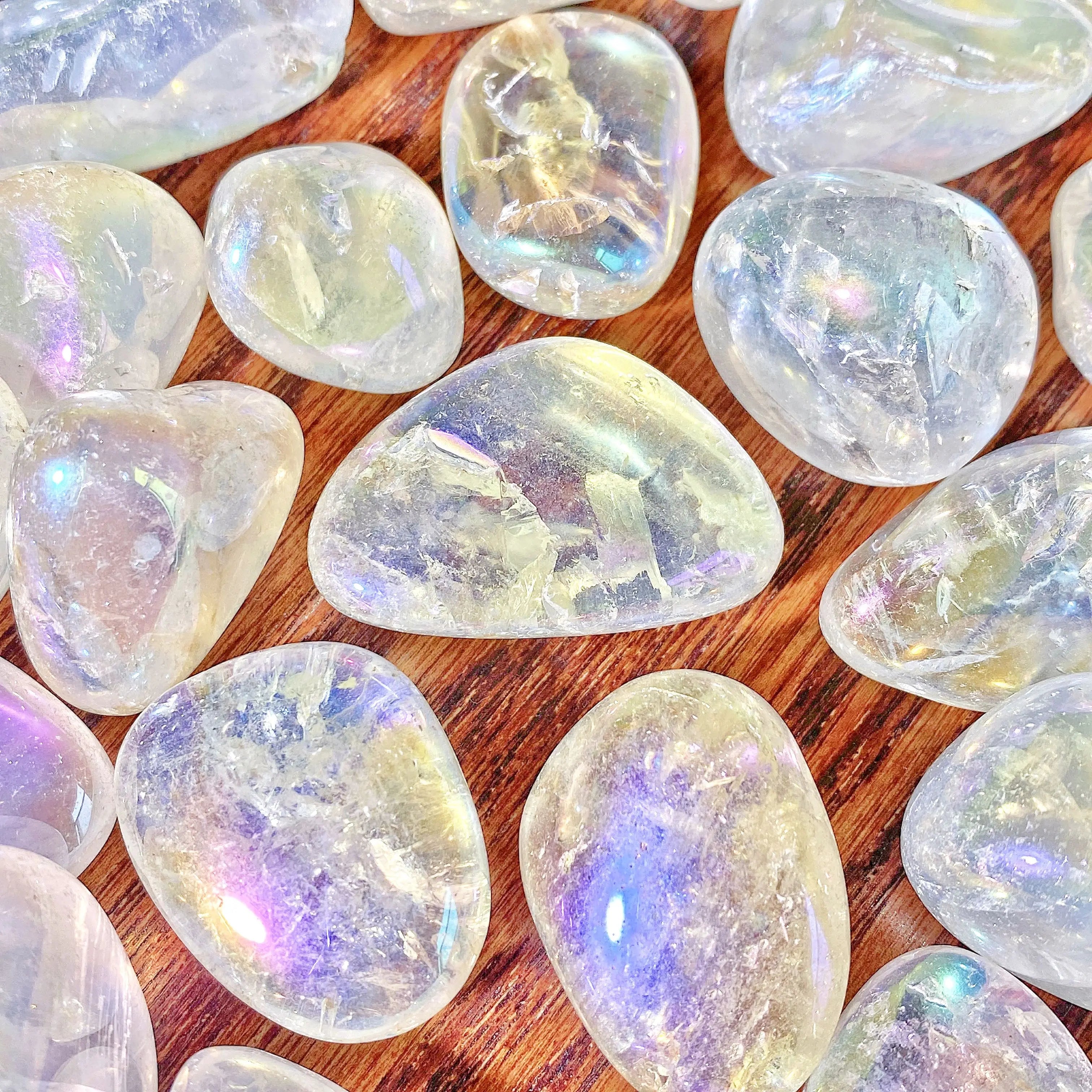 5PCS 10-50mm High Quality Aura Clear Quartz Natural Tumbled Crystal Stones Natural Crystals Chip Quartz Minerals,Gemstones