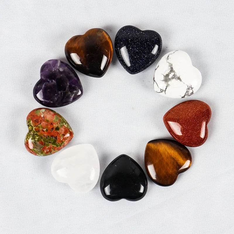 20 pcs heart Stones Rose Quartz Hand Carved  Love Stone Pocket Meditation Crystal Natural Reiki gemstone Therapy Gift