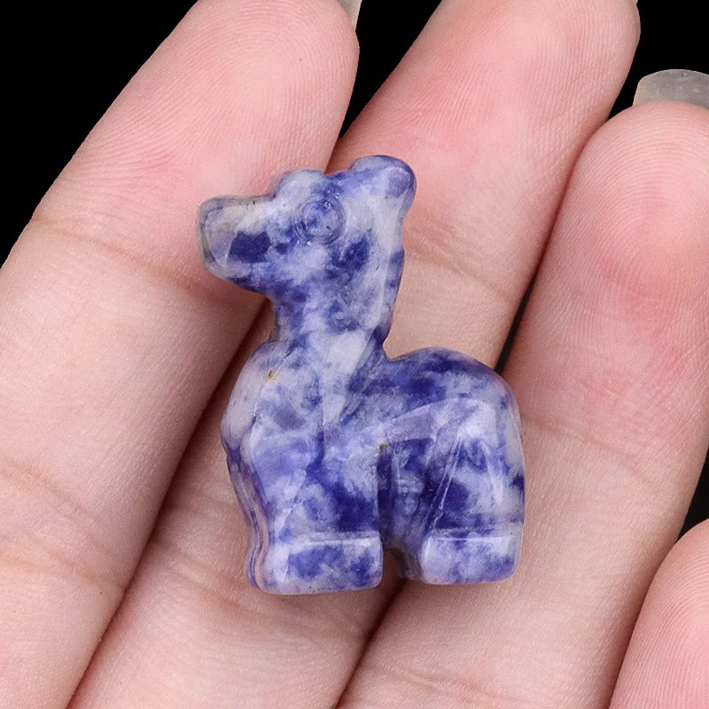 1inch Natural Stone Carved Deer Handcarved Animal Statue Healing Crystals Figurine Amethyst Red Jasper Gemstone Fawn Home Decor
