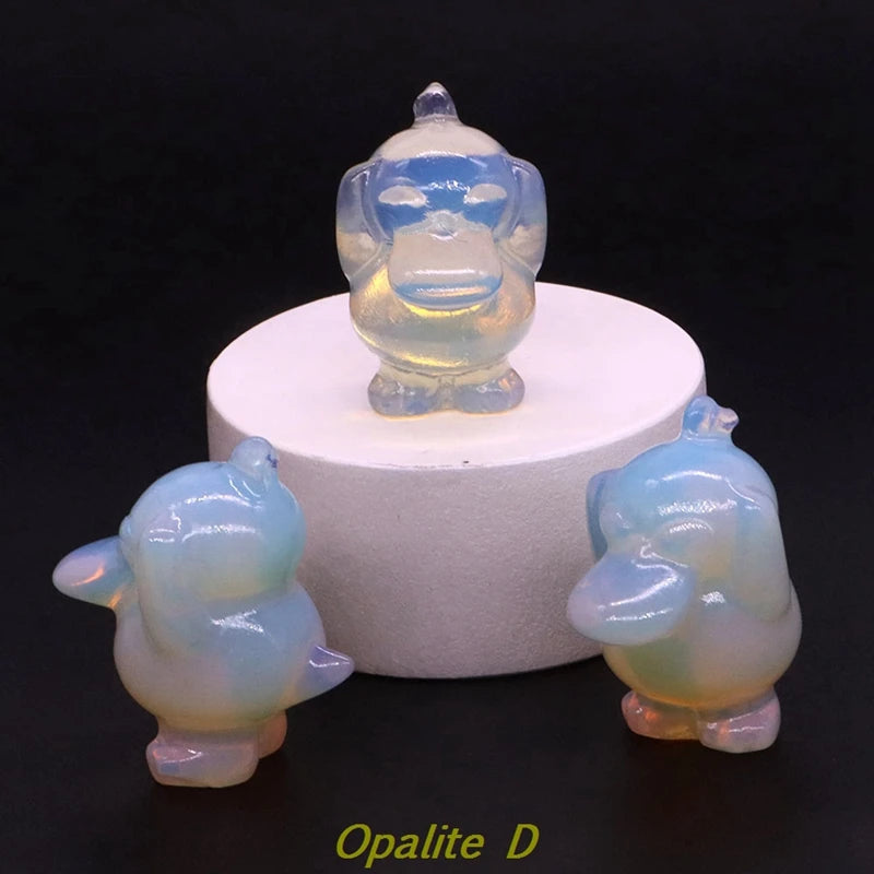 1.2" Natural Crystal Stone Squirrel Frog Seed Turtle Statue Cartoon Gemstone Carved Healing Home Room Decor Kids Holiday Gift