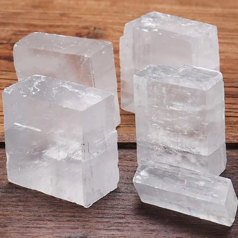 Natural Clear Optical Calcite Raw Cube Iceland Stone and Rough Crystal Minerals Healing Stones Witchcraft