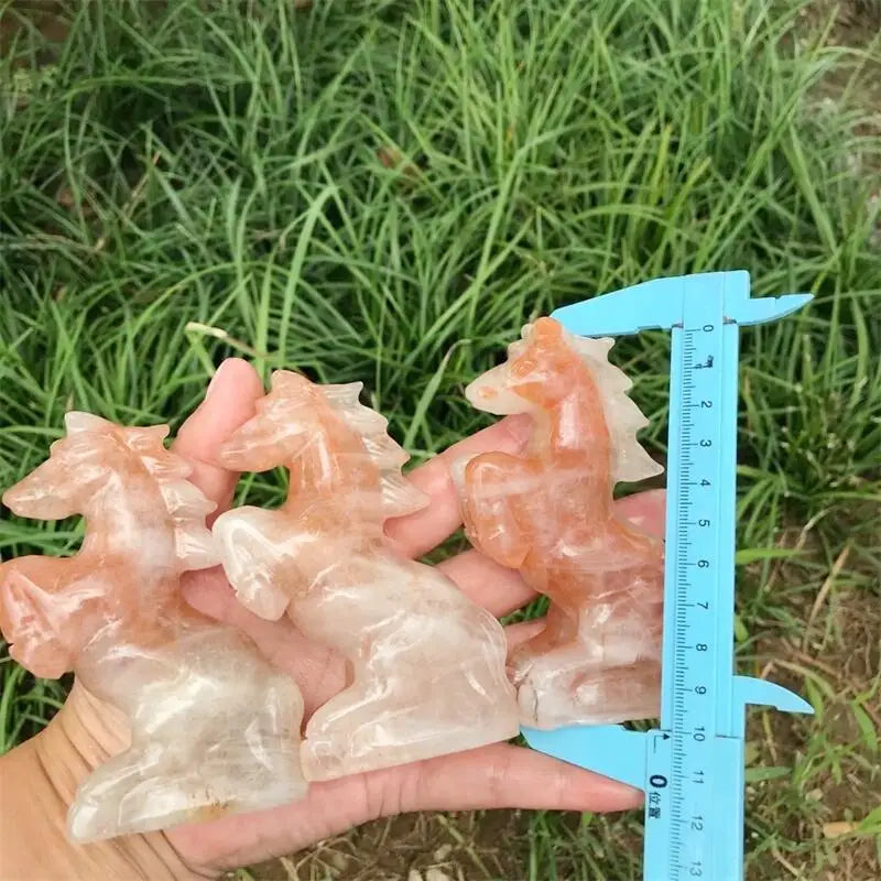 Natural Red Fire Quartz Hematoid Horse Carving Animal Reiki Healing Fengshui Holiday Crafts Gifts 1pcs