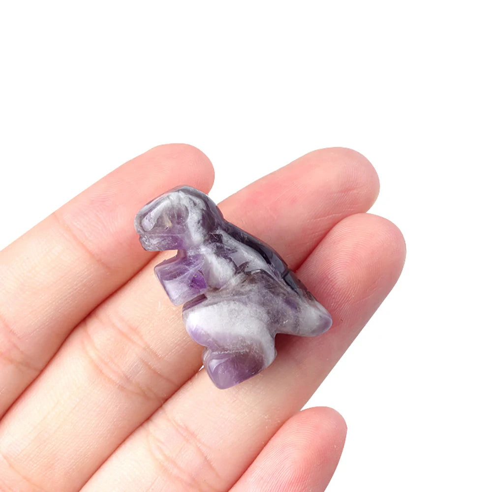 1inch Mini Baby Dinosaur Natural Stone Carved Figurine Healing Crystals Gemstone Statue Cute Animal Carvings Home Office Decor