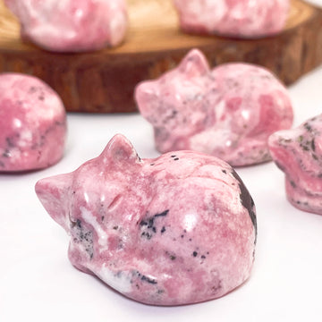 1PC Pink Rhodonite Sleeping Cat Carving, Stone Collections,Excellent Gifts,Family And Friends Gift, DIY Decoration, Room Decor