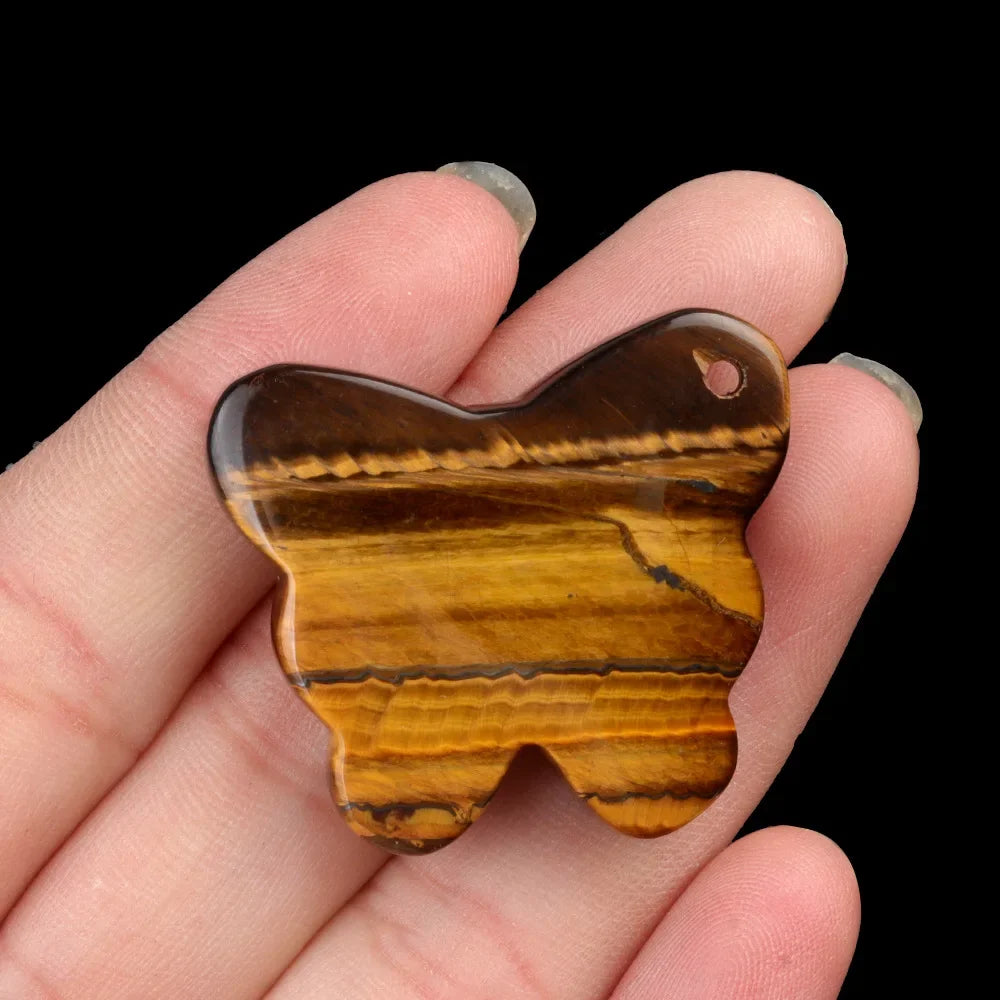 Natural Stone Agate Carved Butterfly Shape DIY Pendant Accessories Reiki Healing Crystals Gemstone Desktop Home Decor